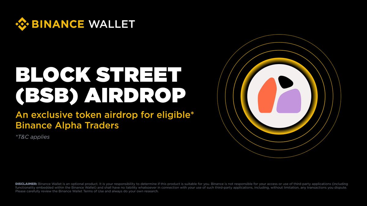 Binance Alpha's third wave of Block Street (BSB) airdrop rewards are here! Users with at least 246 Binance Alpha Points can claim an airdrop of 342 BSB tokens on a first-come, first-served basis. If the reward pool is not fully distributed, the score threshold will automatically decrease by 5 points